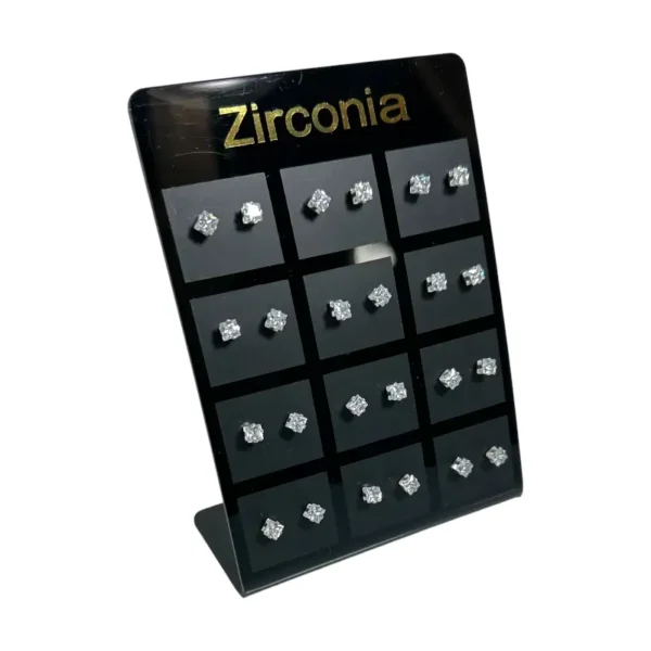 Arete zirconia cuadrado – Plancha x 12 pares