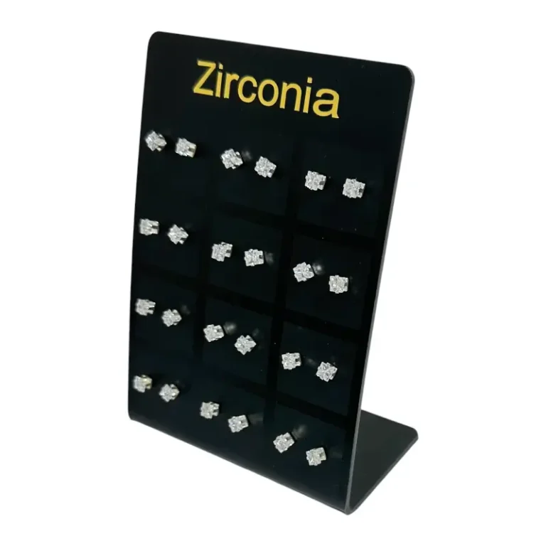 Arete zirconia cuadrado – Plancha x 12 pares