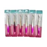 Pinza extensiones pestañas postizas – Paq x 12 cartillas