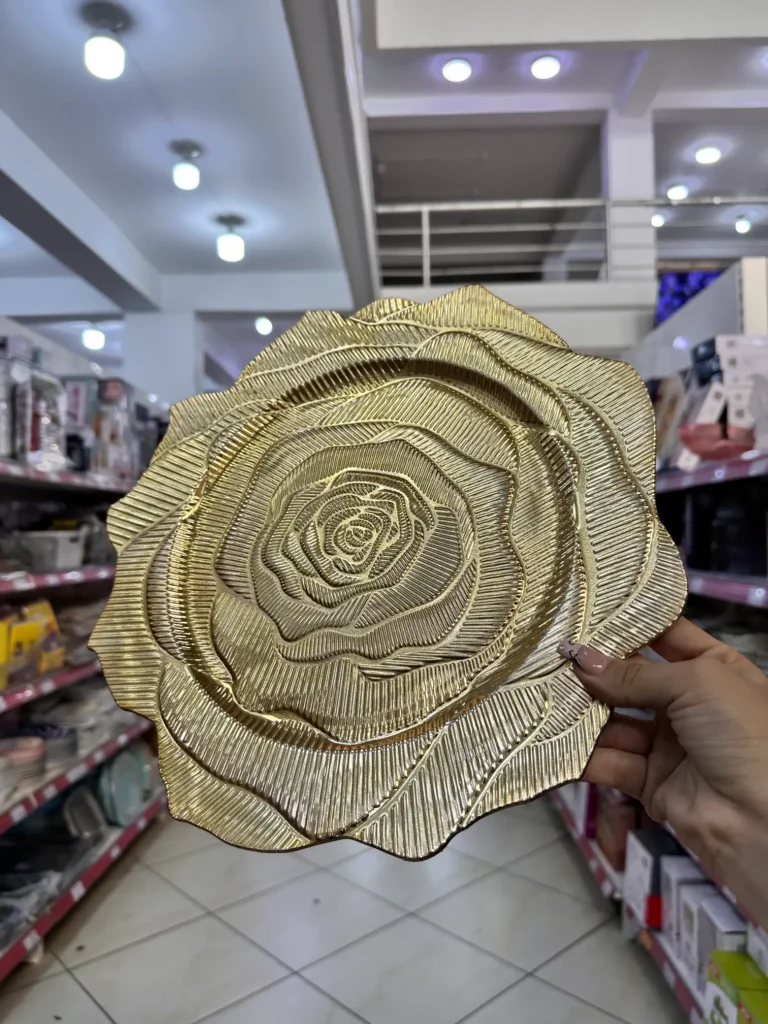 Plato Dorado Flor 31.5 cm