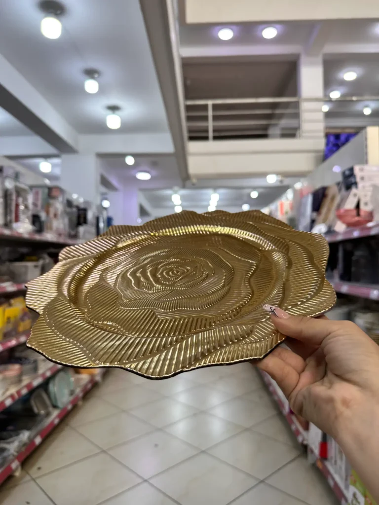 Plato Dorado Flor 31.5 cm